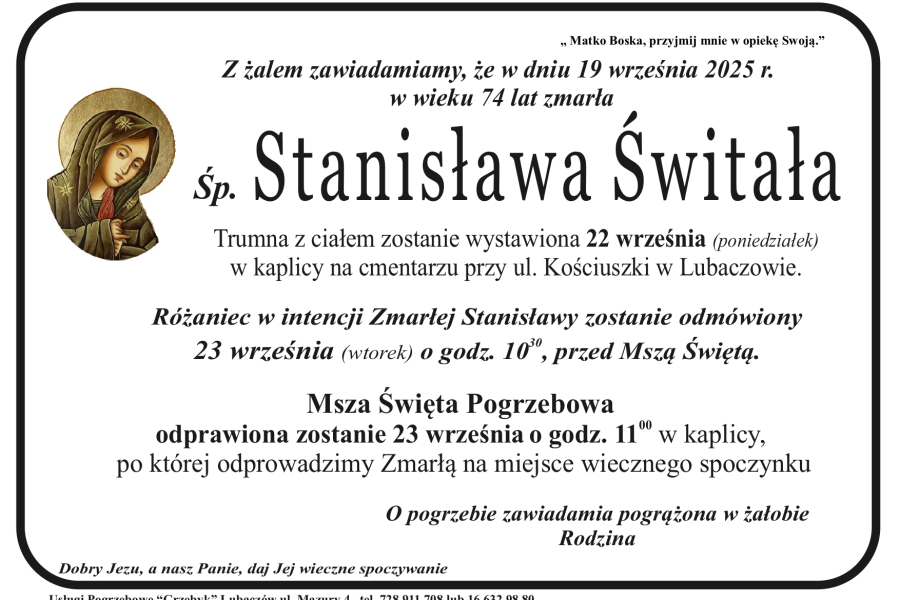 Zmarła Stanisława Świtała [74 lata]